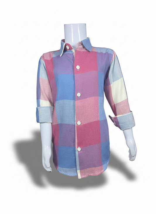 Kids Checkered Casual Shirt for Boys – Multicolor Full Sleeves | Soft & Comfortable Fabric | Stylish Design for Kids