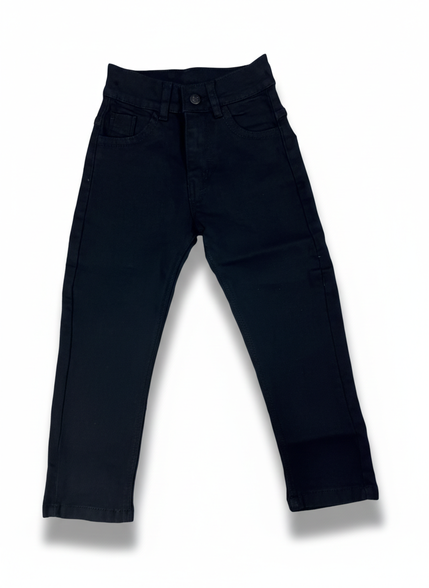 Premium Kids Black Pants – Stretchable Cotton Satin Fabric, Smart & Comfortable Fit