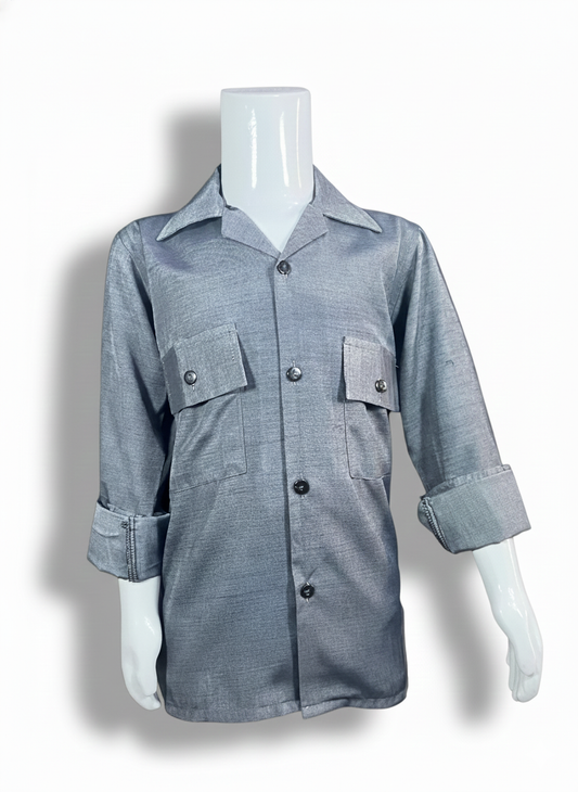 Kids Shirt I Revere Collar Gray Shirts for Boys I Full Sleeves I Fabric Poly Viscous I Gray Color I Casual Outfit I Trendy Kids Shirt I Hot Selling I YZ Clothing Brand
