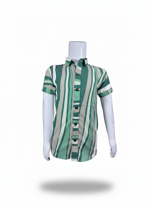 Kids Shirt I Stylish 3D Printed Shirt For Boys I Half Sleeves I Green & White Color I China Fabric I Casual Outfit I Trendy Kids Shirt I Hot Selling I YZ Clothing Brand
