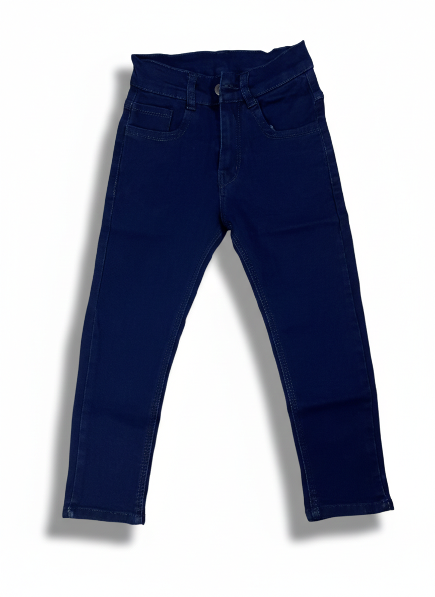 Premium Kids Dark Blue Pants – Stretchable Cotton Satin Fabric, Smart & Comfortable Fit