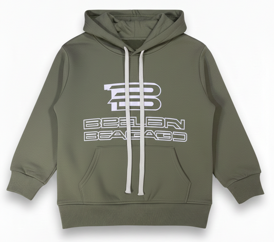 Premium Hoodie For Kids Olive Green – Soft Fleece, Front Graphic Print, Winter Warm Hooded Sweatshirt for kids