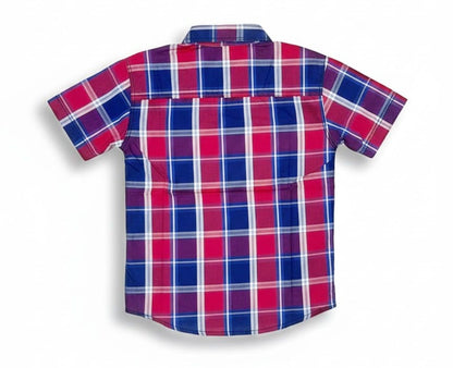 Kids Shirts I Check Shirt For Boys I Half Sleeves I Red & Blue Color I Soft Cotton Fabric I Casual Outfit I Trendy Kids Shirt I Hot Selling I YZ Clothing Brand