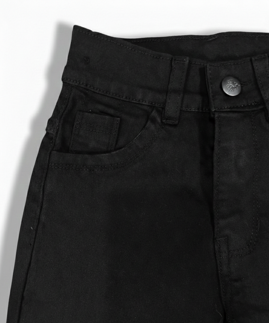 Premium Kids Black Pants – Stretchable Cotton Satin Fabric, Smart & Comfortable Fit