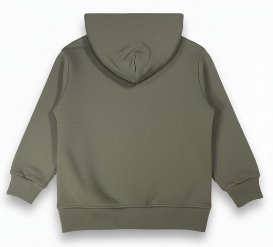 Premium Hoodie For Kids Olive Green – Soft Fleece, Front Graphic Print, Winter Warm Hooded Sweatshirt for kids