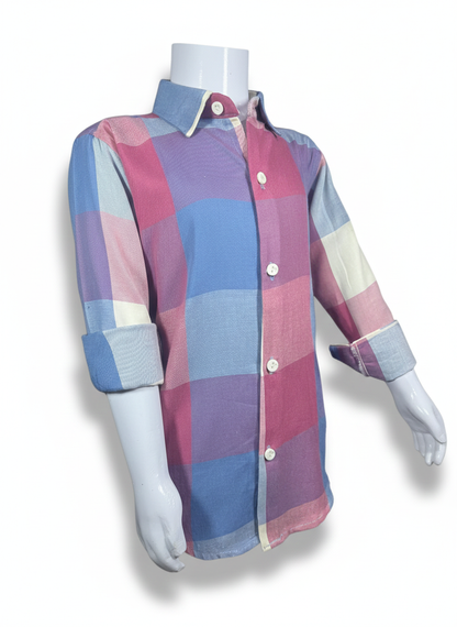 Kids Checkered Casual Shirt for Boys – Multicolor Full Sleeves | Soft & Comfortable Fabric | Stylish Design for Kids