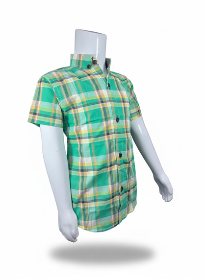 Kids Shirt I Check Shirt For Boys I Half Sleeves I Green Color I Soft Cotton Fabric I Casual Outfit I Trendy Kids Shirt I Hot Selling I YZ Clothing Brand