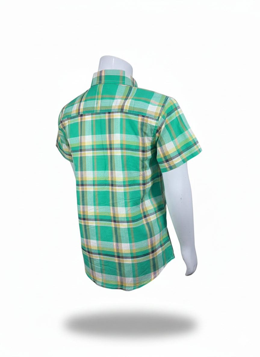 Kids Shirt I Check Shirt For Boys I Half Sleeves I Green Color I Soft Cotton Fabric I Casual Outfit I Trendy Kids Shirt I Hot Selling I YZ Clothing Brand