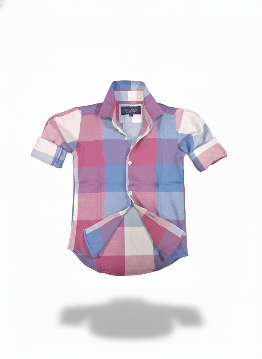 Kids Checkered Casual Shirt for Boys – Multicolor Full Sleeves | Soft & Comfortable Fabric | Stylish Design for Kids