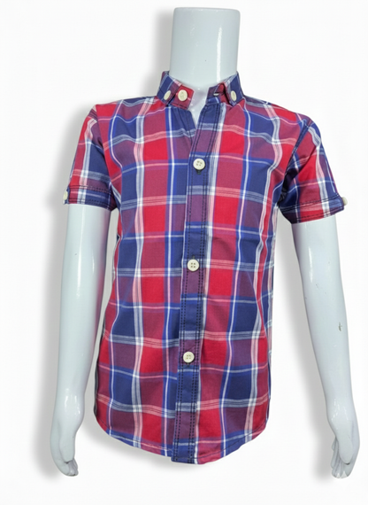 Kids Shirts I Check Shirt For Boys I Half Sleeves I Red & Blue Color I Soft Cotton Fabric I Casual Outfit I Trendy Kids Shirt I Hot Selling I YZ Clothing Brand