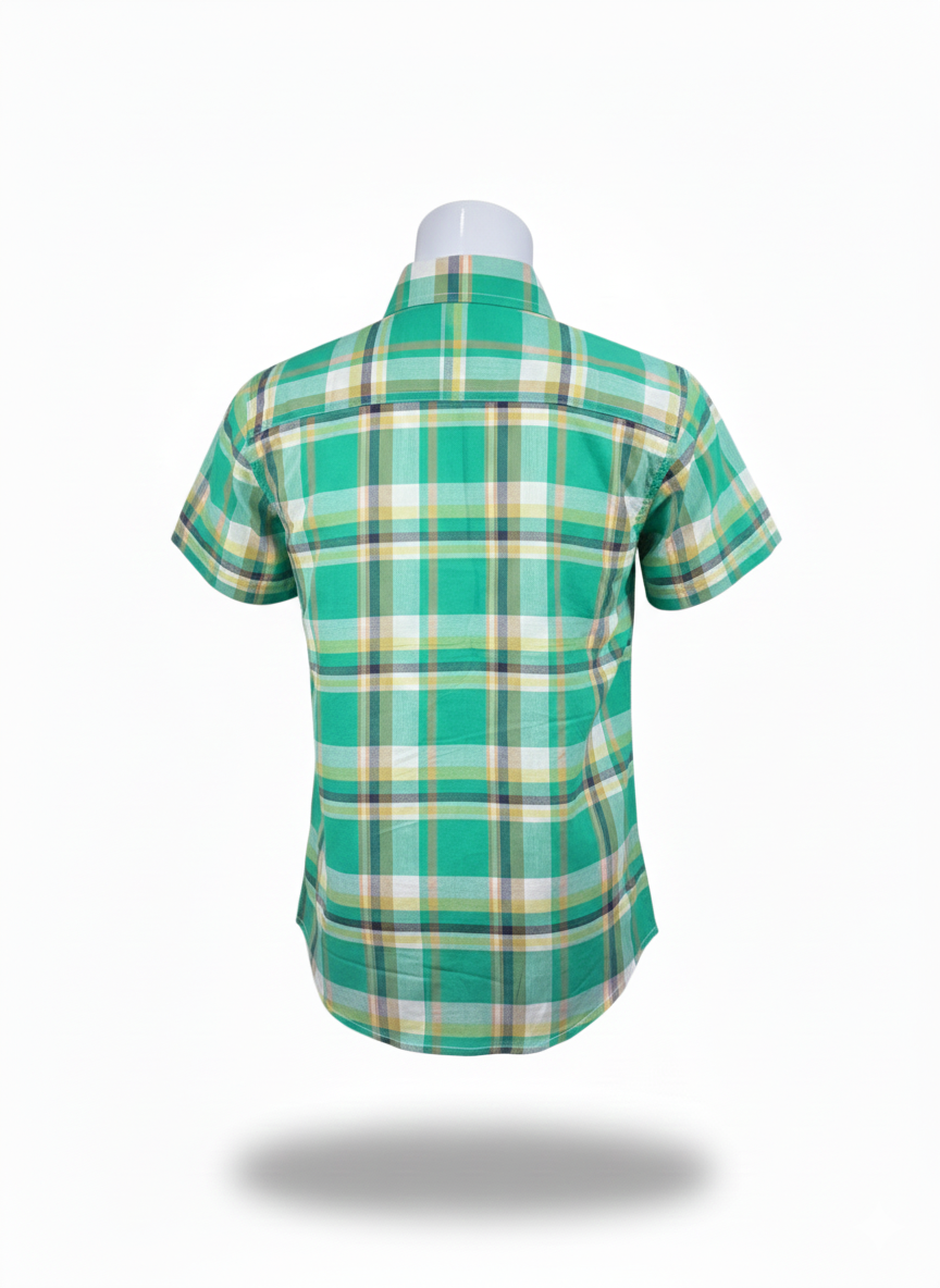 Kids Shirt I Check Shirt For Boys I Half Sleeves I Green Color I Soft Cotton Fabric I Casual Outfit I Trendy Kids Shirt I Hot Selling I YZ Clothing Brand