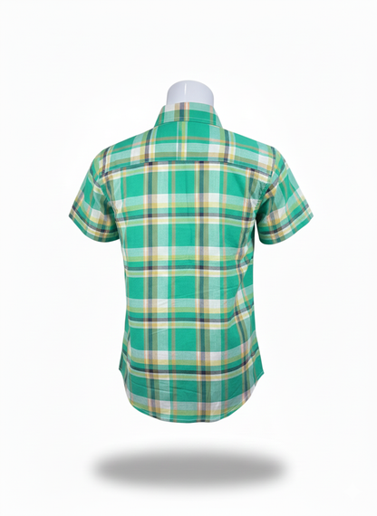 Kids Shirt I Check Shirt For Boys I Half Sleeves I Green Color I Soft Cotton Fabric I Casual Outfit I Trendy Kids Shirt I Hot Selling I YZ Clothing Brand