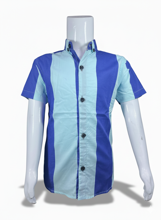 Kids Shirts I Causal Shirt For Boys I Half Sleeves I Dark Blue & Light Blue Color I Soft Cotton Fabric I Casual Outfit I Trendy Kids Shirt I Hot Selling I YZ Clothing Brand