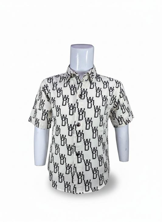Kids Shirt I Stylish 3D Printed Shirt For Boys I Half Sleeves I White Color I China Fabric I Casual Outfit I Trendy Kids Shirt I Hot Selling I YZ Clothing Brand
