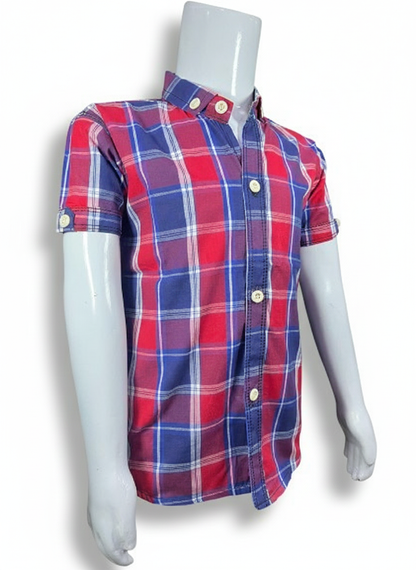 Kids Shirts I Check Shirt For Boys I Half Sleeves I Red & Blue Color I Soft Cotton Fabric I Casual Outfit I Trendy Kids Shirt I Hot Selling I YZ Clothing Brand