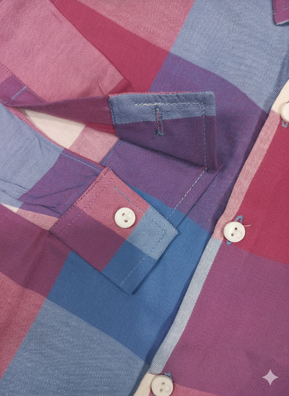 Kids Checkered Casual Shirt for Boys – Multicolor Full Sleeves | Soft & Comfortable Fabric | Stylish Design for Kids