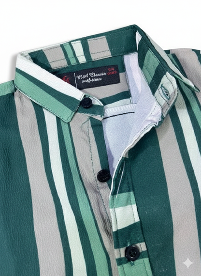 Kids Shirt I Stylish 3D Printed Shirt For Boys I Half Sleeves I Green & White Color I China Fabric I Casual Outfit I Trendy Kids Shirt I Hot Selling I YZ Clothing Brand