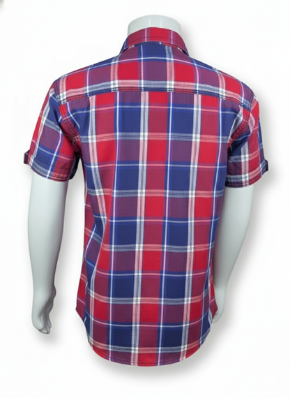 Kids Shirts I Check Shirt For Boys I Half Sleeves I Red & Blue Color I Soft Cotton Fabric I Casual Outfit I Trendy Kids Shirt I Hot Selling I YZ Clothing Brand