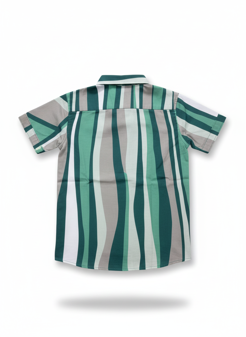 Kids Shirt I Stylish 3D Printed Shirt For Boys I Half Sleeves I Green & White Color I China Fabric I Casual Outfit I Trendy Kids Shirt I Hot Selling I YZ Clothing Brand