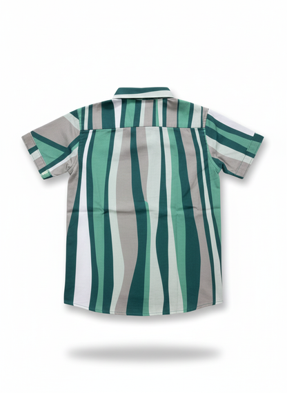 Kids Shirt I Stylish 3D Printed Shirt For Boys I Half Sleeves I Green & White Color I China Fabric I Casual Outfit I Trendy Kids Shirt I Hot Selling I YZ Clothing Brand