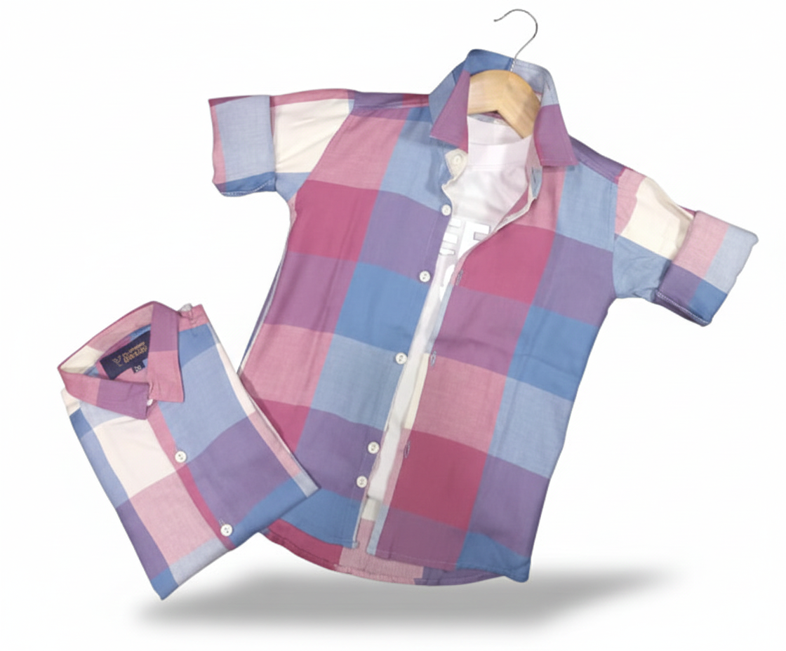 Kids Checkered Casual Shirt for Boys – Multicolor Full Sleeves | Soft & Comfortable Fabric | Stylish Design for Kids