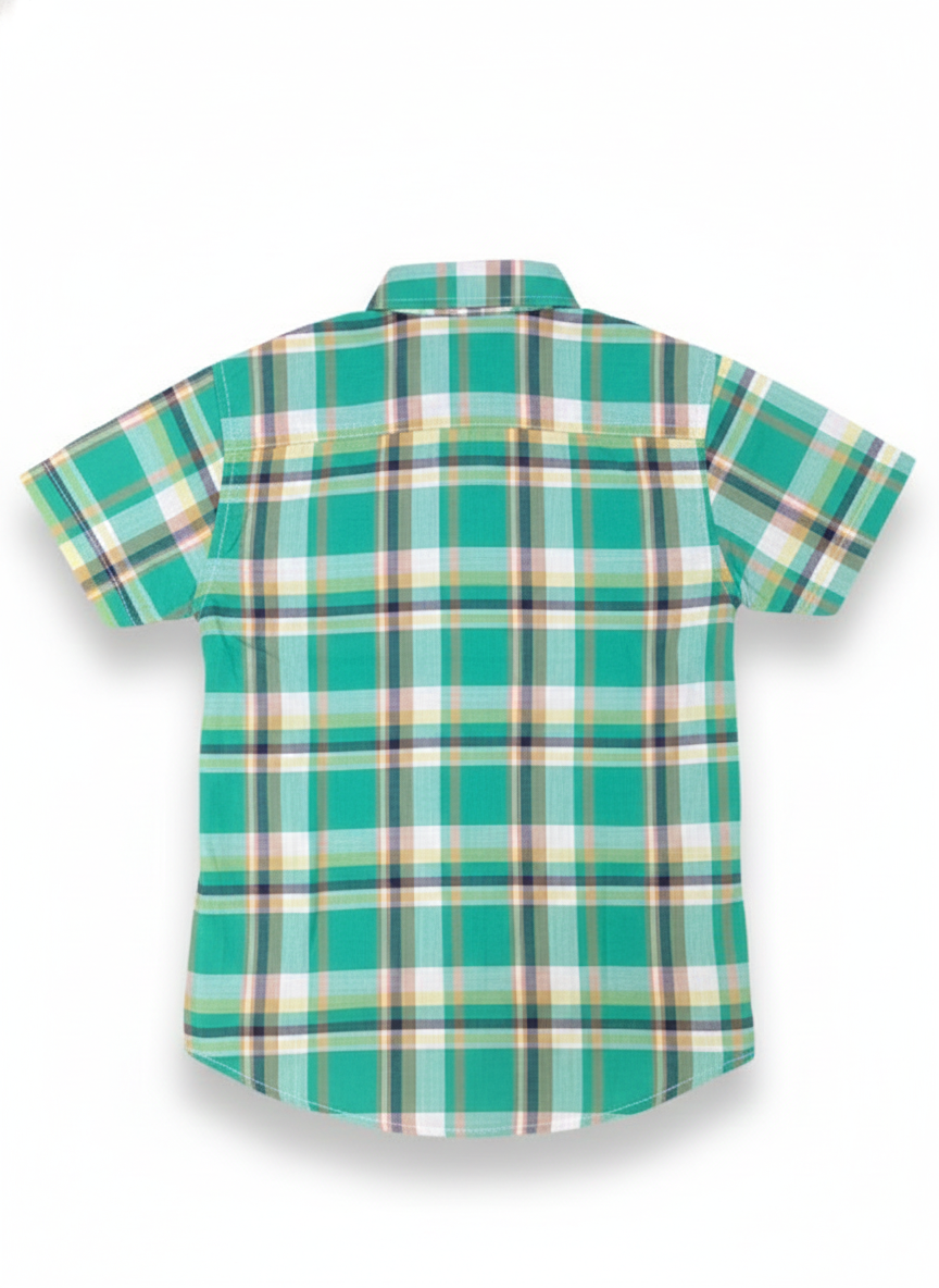 Kids Shirt I Check Shirt For Boys I Half Sleeves I Green Color I Soft Cotton Fabric I Casual Outfit I Trendy Kids Shirt I Hot Selling I YZ Clothing Brand