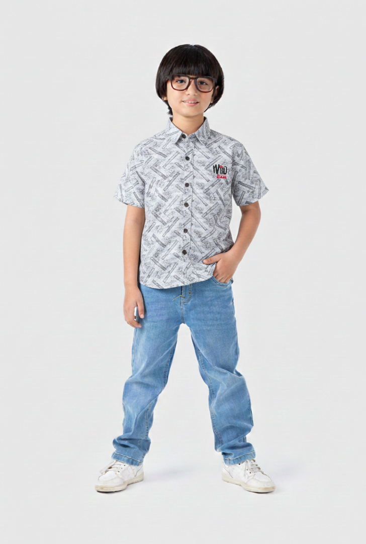 Light Gray Shirt For Boys I Half Sleeves I Stretchable Fabric I Casual Outfit I Trendy Kids Shirt I Hot Selling I YZ Clothing Brand