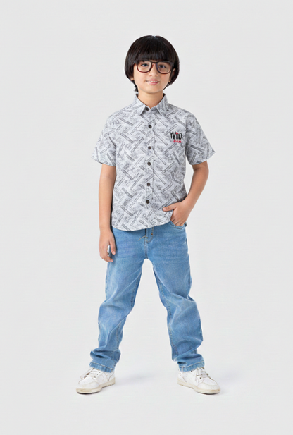 Light Gray Shirt For Boys I Half Sleeves I Stretchable Fabric I Casual Outfit I Trendy Kids Shirt I Hot Selling I YZ Clothing Brand